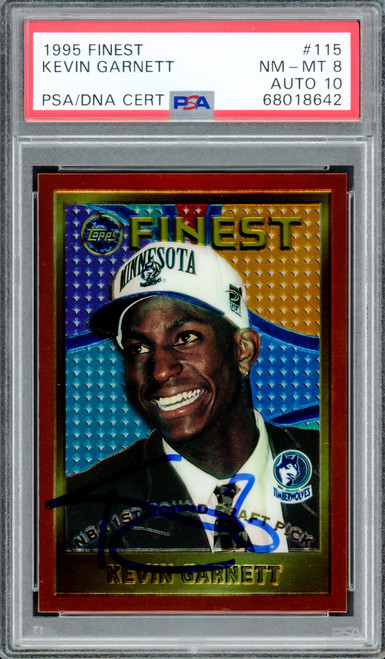 Kevin Garnett Autographed 1995 Topps Finest Rookie Card #115