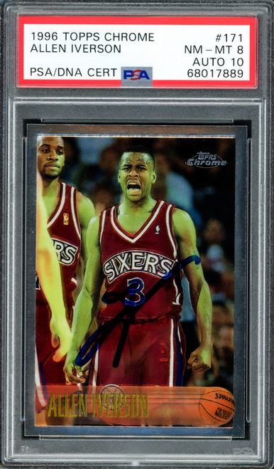 Allen Iverson Autographed 1996-97 Topps Chrome Rookie Card #171