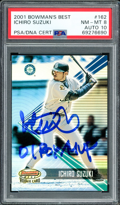 Ichiro Suzuki Autographed 2001 eTopps Rookie Card #100 Seattle Mariners PSA  9 Auto Grade Gem Mint 10 01 ROY/MVP Highest Graded PSA/DNA #69276686