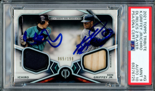 Ken Griffey Jr. & Ichiro Suzuki Autographed 2020 Topps Throwback Thursday  Card #131 Seattle Mariners PSA 8.5 Auto Grade Gem Mint 10 PSA/DNA #69276720  - Mill Creek Sports