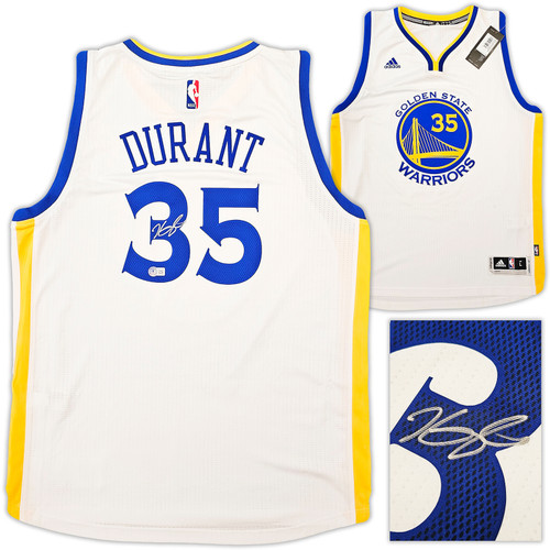 Golden State Warriors Kevin Durant Autographed Blue Adidas Swingman Jersey  Size L + 2 Length Beckett BAS QR Stock #212184
