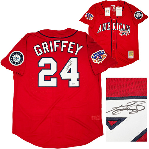 半額 50％OFFの通販 Robinson Jackie XL Size Jersey Game Star All 1997  Ness & Mitchell Authentic Red Autographed Jr. Griffey Ken Mariners Seattle Patch   Witness BAS Beckett アクセサリー