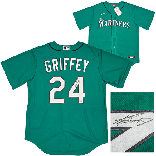 Autographed Ken Griffey Jr. Jersey - Teal Nike Size XL Beckett BAS & MCS  Holo Stock #185663