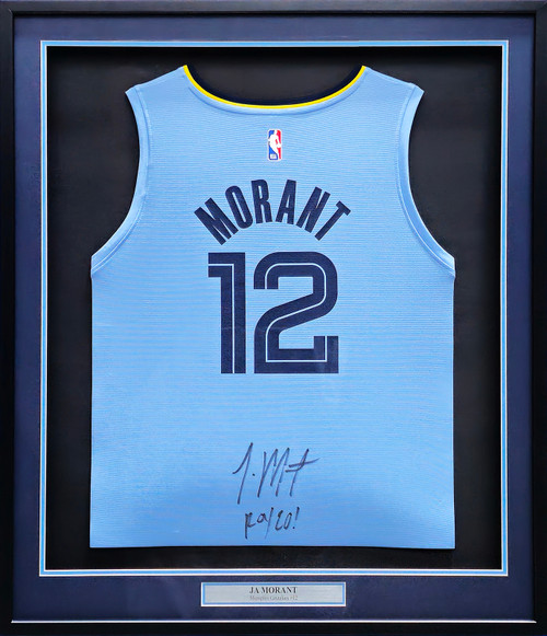 Memphis Grizzlies Ja Morant Autographed Framed Light Blue Fanatics