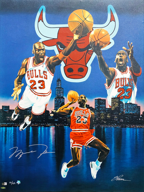 Michael Jordan Autographed “Frozen in Time” 30x40 Print