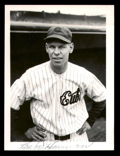 Babe Herman Autographed 4x5 Photo Chicago Cubs SKU #213679 Mill