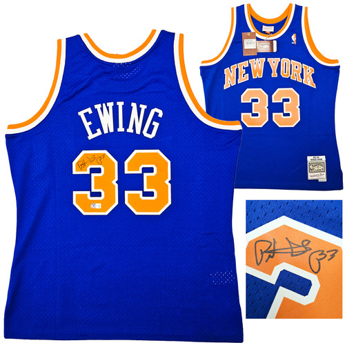 New York Knicks Patrick Ewing Autographed White Authentic Mitchell & Ness  1985-86 HWC Swingman Jersey Size XL Beckett BAS Witness Stock #214821
