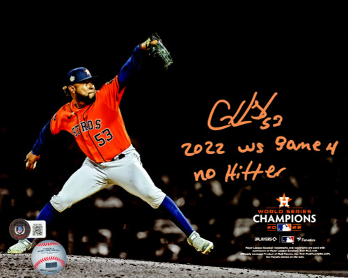 Cristian Javier Autographed 8x10 Photo Houston Astros 2022 WS Game 4 No  Hitter Beckett BAS Witness Stock #215355