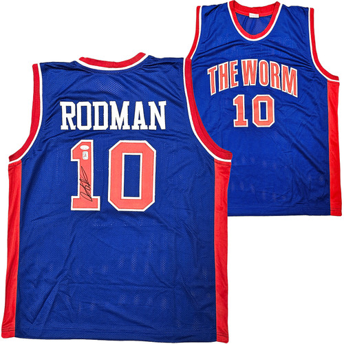 Detroit Pistons Dennis Rodman Autographed White Jersey JSA