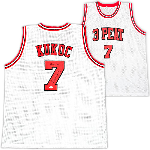 Chicago Bulls Toni Kukoc Autographed Red Jersey 3x NBA Champ JSA Stock  #215747
