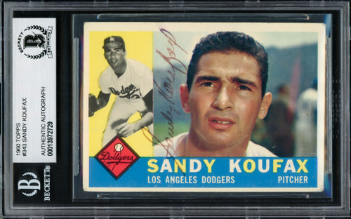 Sandy Koufax Autographed Signed 1959 Topps Card #163 Los Angeles Dodgers  Vintage Signature Beckett Beckett