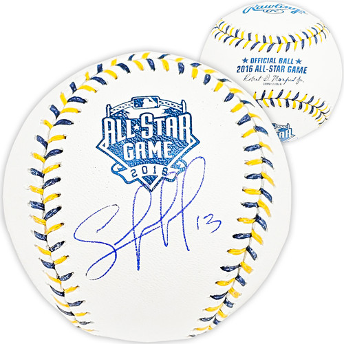 Salvador Perez Autographed Official 2014 All Star Game Logo Game Baseball  Kansas City Royals Beckett BAS Witness Stock #216040 - Mill Creek Sports