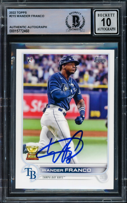 Wander Franco Autographed 2022 Topps Rookie Card #215 Tampa Bay 