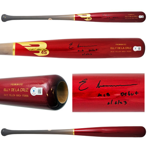 Elly De La Cruz Autographed Red B45 Player Model Bat Cincinnati