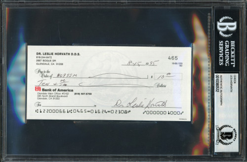 Les Horvath Autographed 3x6 Check Ohio State Buckeyes Beckett BAS