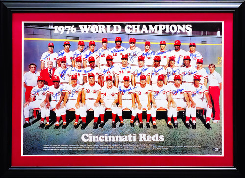 1976 Cincinnati Reds Big Red Machine Team Autographed Framed 24x36