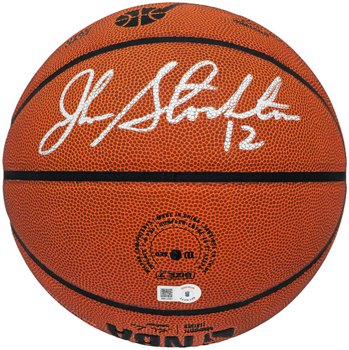 John Stockton Autographed Composite Leather Utah Jazz Logo