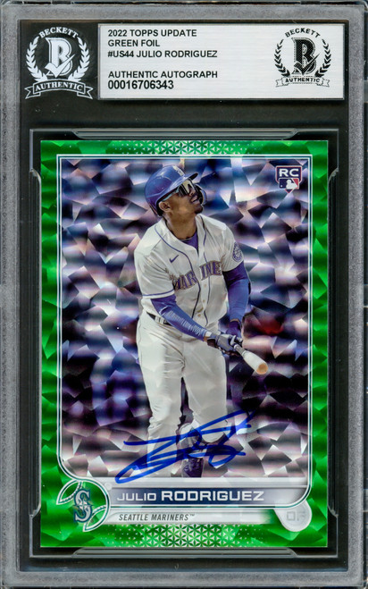 Julio Rodriguez Autographed 2022 Topps Update Green Foil Rookie