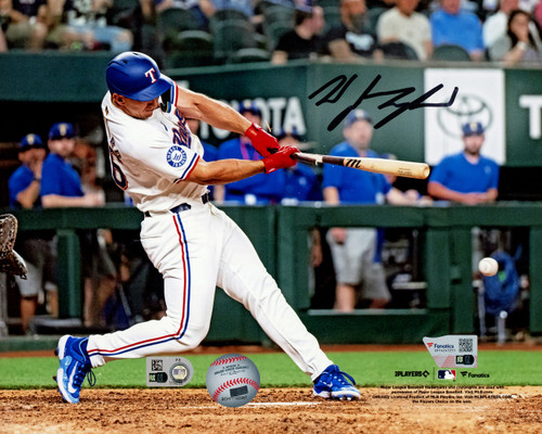 Wyatt Langford Autographed 8x10 Photo Texas Rangers Debut Hit