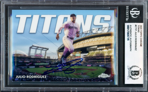 Julio Rodriguez Autographed 2023 Topps Chrome Titans Card #CT-17