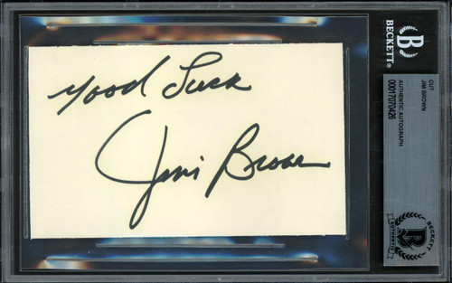 Jim Brown Autographed 3x5 Cut Signature Cleveland Browns 