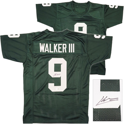 Michigan State Spartans Kenneth Walker III Autographed Green