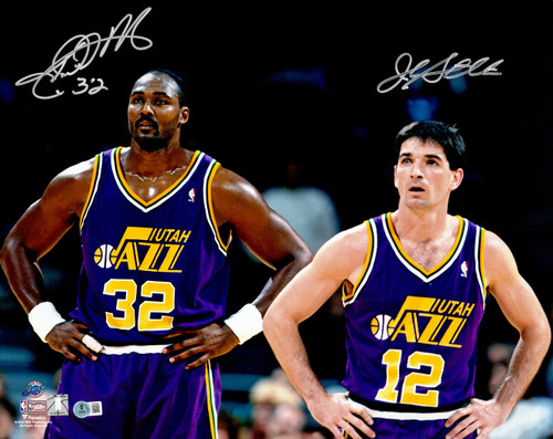 Karl Malone and John Stockton signed basketball Utah main image 1
