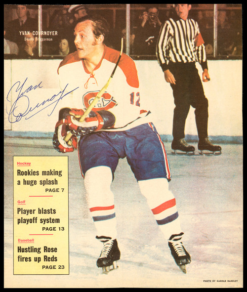 Yvan Cournoyer Autographed Sporting News Cover Montreal Canadiens