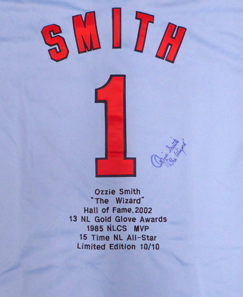 St. Louis Cardinals Ozzie Smith Autographed Blue Mitchell