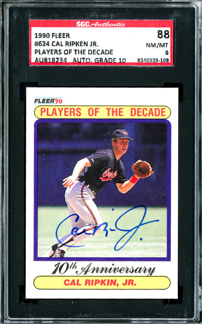 Cal Ripken Jr. Autographed 1990 Fleer Card #624 Baltimore Orioles