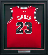 Chicago Bulls Michael Jordan Autographed Framed Red Jersey Beckett BAS & UDA Holo #BAJ03662