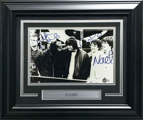 Oasis Autographed Framed 8x12 Photo Signed By All 5 Band Members