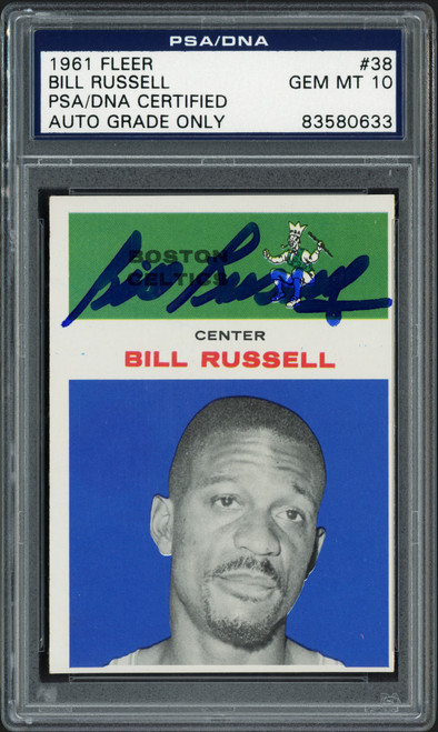 Bill Russell Autographed 1961-62 Fleer Card #38 Boston