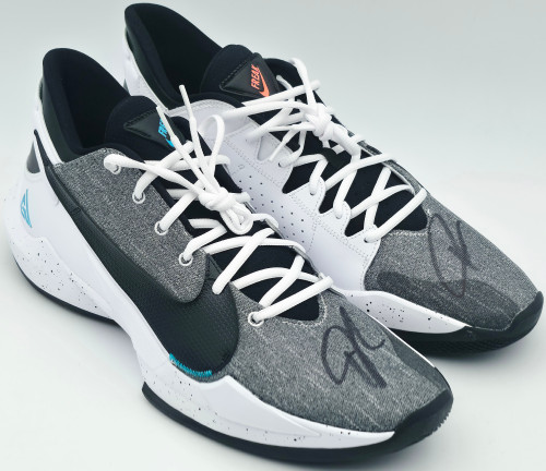 Giannis Antetokounmpo Autographed Denim, Black White Nike Zoom
