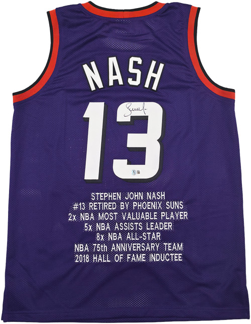 Phoenix Suns Steve Nash Autographed Purple Stat Jersey Beckett BAS