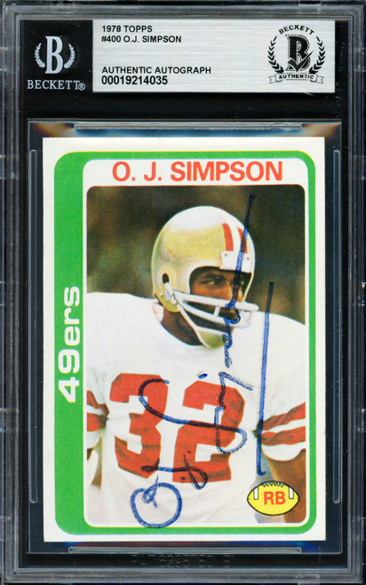 O.J. Simpson Autographed 1978 Topps Card #400 San Francisco 49ers