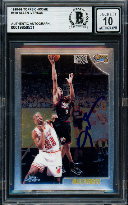 Allen Iverson Autographed 1998-99 Topps Chrome Card #160