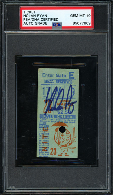 Nolan Ryan Autographed 5/20/1968 Rookie Year Ticket New York Mets