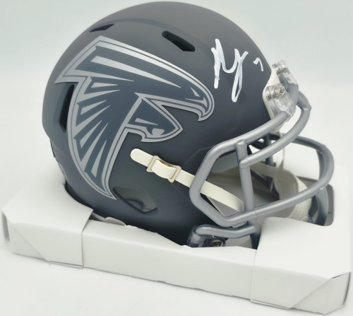 chrome alternate football helmets mini nfl falcons Bijan Robinson Autographed Atlanta Falcons Slate Gray Speed Mini Helmet  Beckett BAS Witness #1W878899