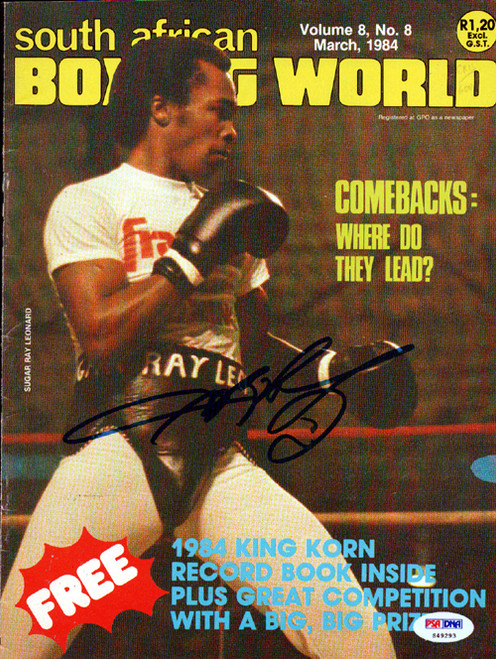 Sugar Ray Leonard Autographed Boxing World Magazine Cover PSA/DNA