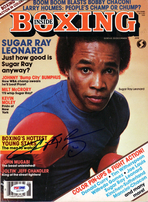 Sugar Ray Leonard Autographed Inside Boxing Magazine Cover PSA/DNA