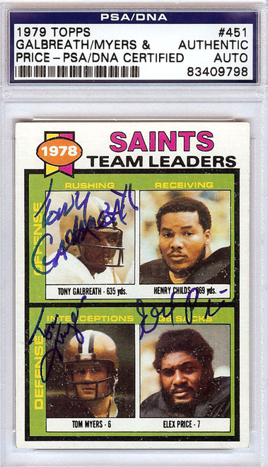 Tony Galbreath, Tom Myers & Elex Price Autographed 1979 Topps Card