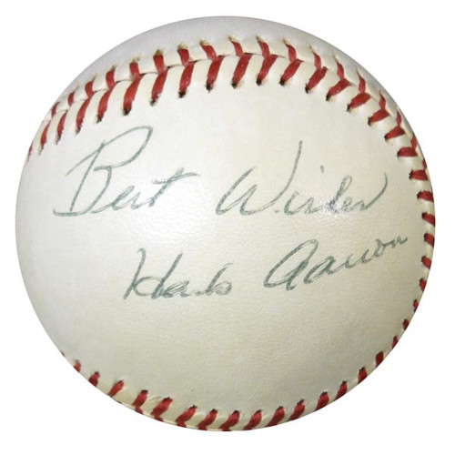 Hank Aaron Autographed Official NL Feeney Baseball Atlanta Braves Vintage  Playing Days Signature PSA/DNA #Z32807