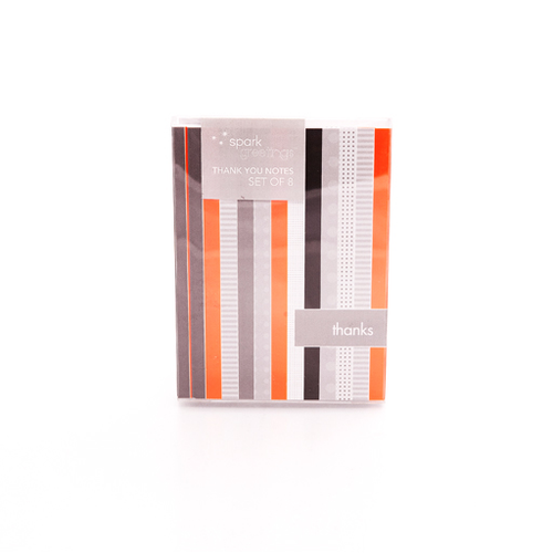 Field Stripe Notecard,Orange n Grey