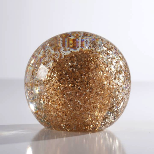 Glitter 4” Glass Ball Paperweight Decor - Clear