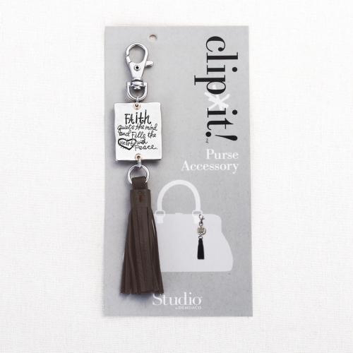 Brown Tassel Purse Clip Faith