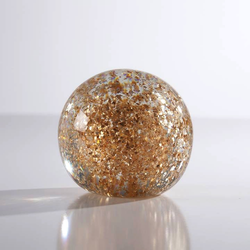 Glitter 3” Glass Ball Paperweight Decor - Clear