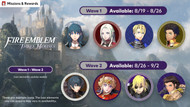 Fire Emblem: Three Houses icon elements available in Nintendo Switch Online app (Aug 19–Sep 2, 2026)