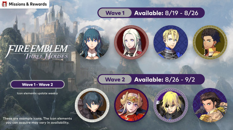 Fire Emblem: Three Houses icon elements available in Nintendo Switch Online app (Aug 19–Sep 2, 2026)