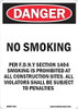 Aluminum DOB SIGN- NO SMOKING WORK SITE PER FDNY SECTION 1404 Aluminum DOB SIGN- NO SMOKING WORK SITE PER FDNY SECTION 1404